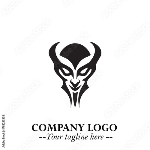 Head of Vampire Logo Symbol in Black on the White Background with Gothic Horror Vector Design