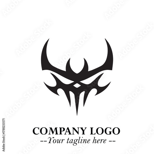 Head of Vampire Logo Symbol in Black on the White Background with Gothic Horror Vector Design