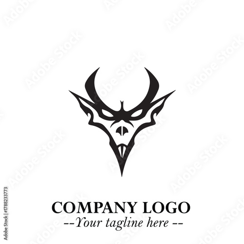 Head of Vampire Logo Symbol in Black on the White Background with Gothic Horror Vector Design