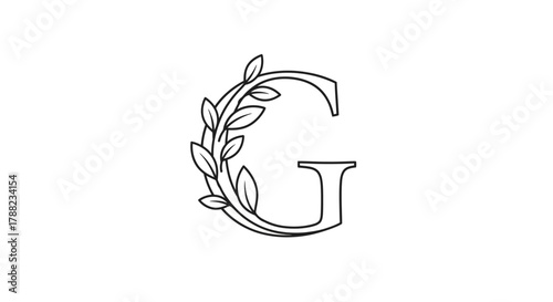 Elegant letter G with botanical accents creates a sophisticated monogram design