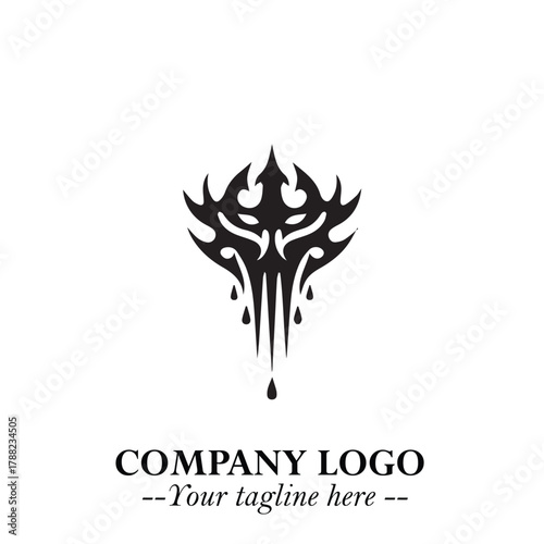 Head of Vampire Logo Symbol in Black on the White Background with Gothic Horror Vector Design