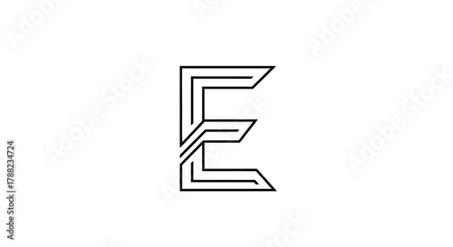 Striking geometric letter E logo design with sophisticated minimalist style representation