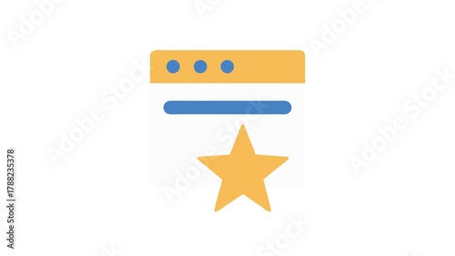 Website interface with star icon, rating and feedback concept