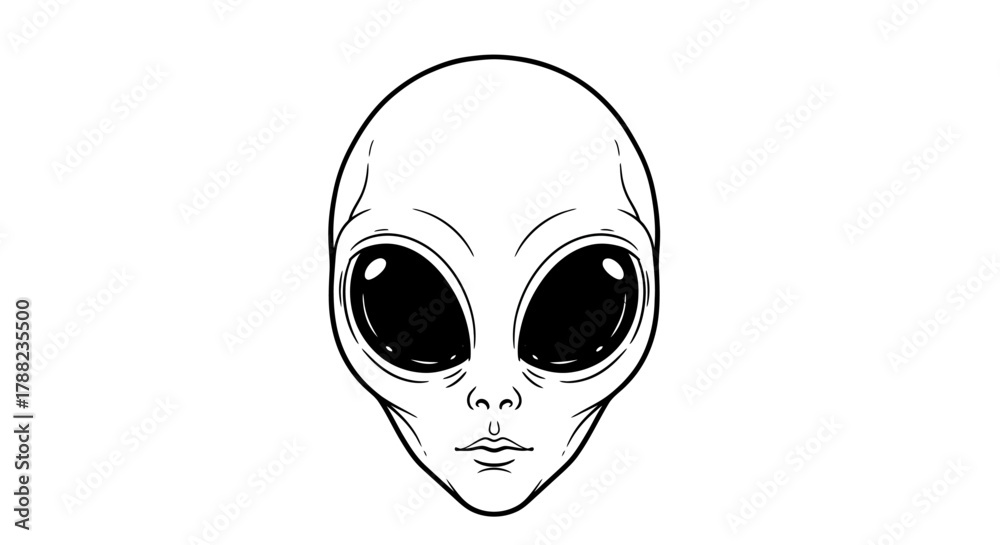Fototapeta premium Extraterrestrial Being in Detailed Line Art Style Presenting an Alien Aesthetic