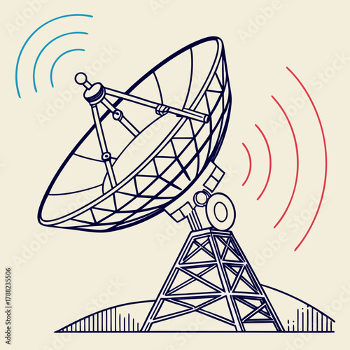 satellite dish on blue