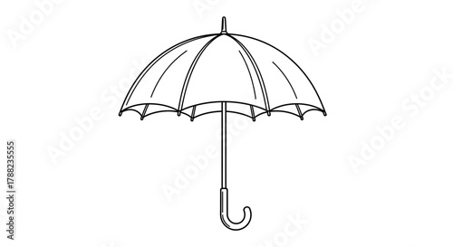 Classic contoured umbrella illustration, embodying resilience, rain protection and rainy season