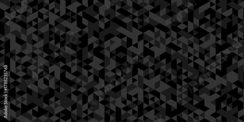 Abstract low polygon cubic black gray black design. vector poly triangle texture geometric pattern composed of triangular. geometric wall tile and metal cube background triangle wallpaper design.	