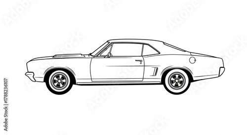 Classic muscle car vector illustration showcasing the streamlined design and power of the era