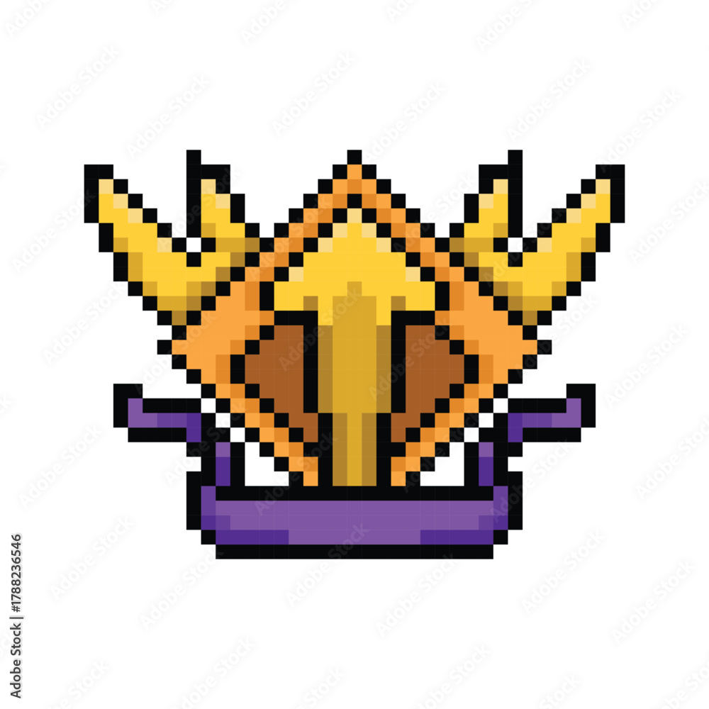 Fototapeta premium Pixel art level up award badge game asset vector