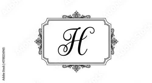 Elegant letter H monogram with vintage frame design for branding and decorations
