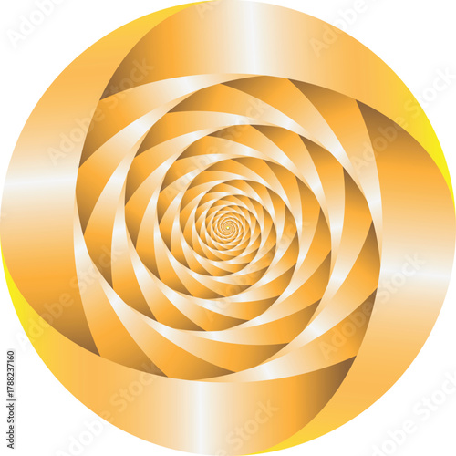An abstract golden spiral vortex creating a hypnotic optical illusion of infinite depth and movement.