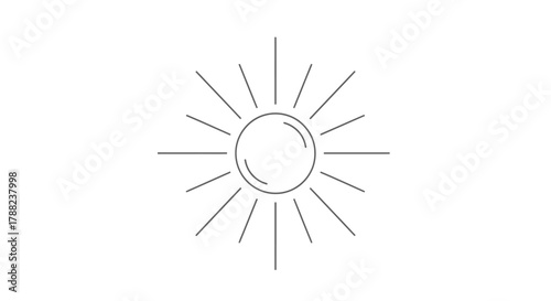 Simple graphical representation of radiant sunlight beaming outward on a clear backdrop
