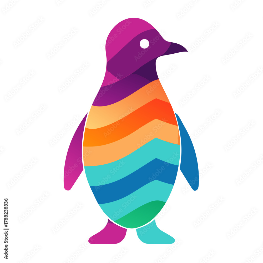 Fototapeta premium Colorful abstract geometric penguin illustration isolated on white background isolated on transparent background silhouette