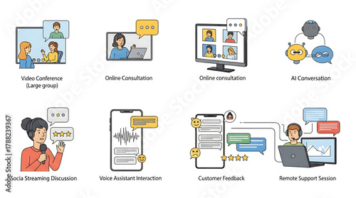 Modern Flat Icons for Approval Decline Warning and Info Visuals in User Interface Applications