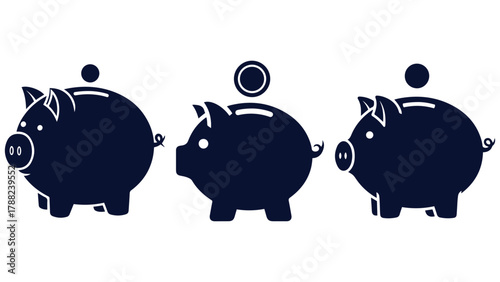  Piggy Bank Silhouette — Handcrafted Savings and Nest-Egg Icon for Personal Finance, Budgeting, and Retirement Planning