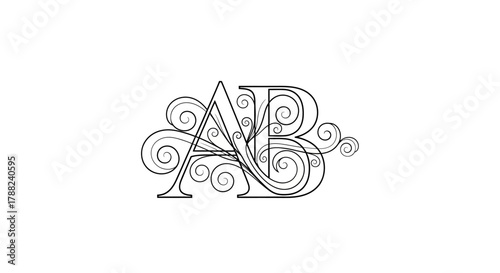 Elegant flourish initials logo design with intertwining A and B letters on white backdrop