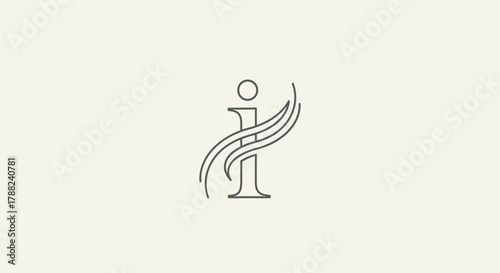 Elegant letter i logo design with stylized flowing lines ideal for sophisticated branding