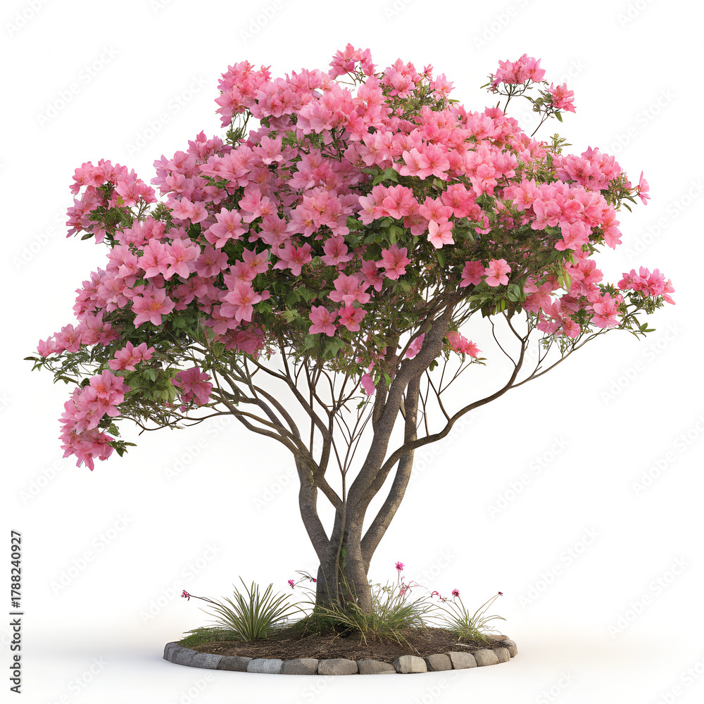 Fototapeta premium beautiful bush of garden azalea isolated on a transparent background