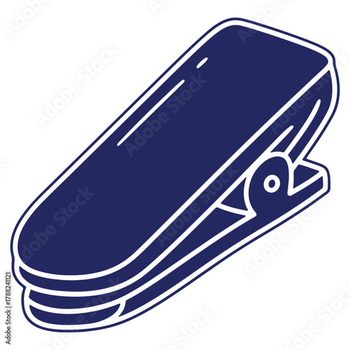 Isolated blue and white clothespin drawing for laundry day and household chores theme clip art element icon