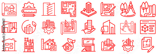 Architectural Design and Construction Icons Set