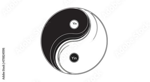 Mystic symbolism of the yin yang element, balancing harmony and contrasts for spiritual