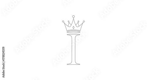 Elegant monogram design featuring the letter 'I' with a delicate crown accent adding regality