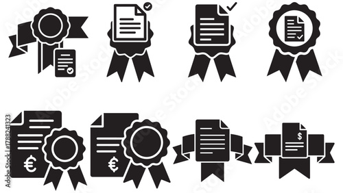 Badge Ribbon Invoice Icon — Certified Billing and Payment Seal for Vendors, Receipts, and Quality Assurance in Finance