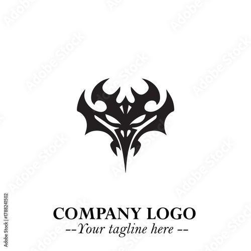 Head of Vampire Logo Symbol in Black on the White Background with Gothic Horror Vector Design