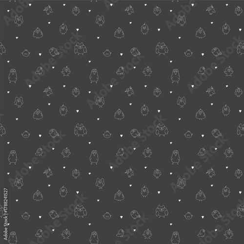 Cute birds seamless pattern. Cute Cartoon birds background. Vector Illustration.