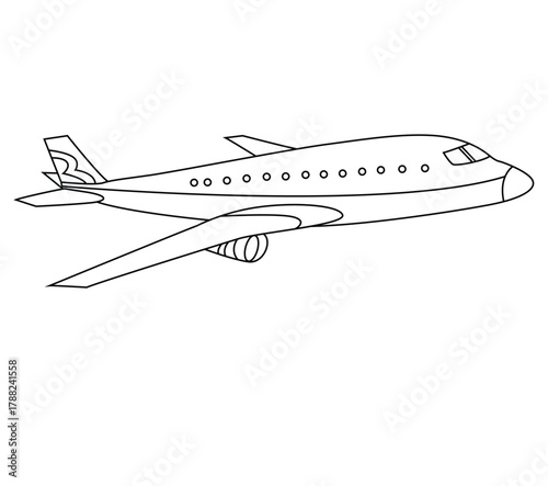 Cute cartoon hand drawn vector flying aero plane outline.