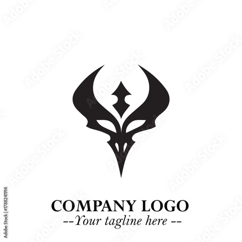 Head of Vampire Logo Symbol in Black on the White Background with Gothic Horror Vector Design