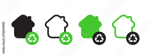 Bild auf Leinwand Home Recycling and Eco-Friendly House Icons Set