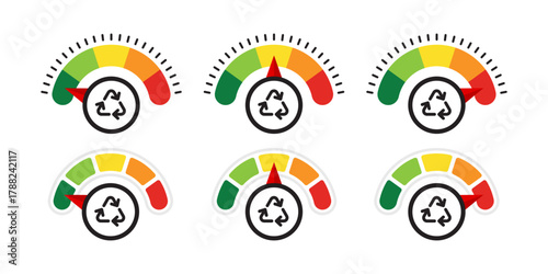 Sustainability and Eco-Friendliness Meter Gauge Icons