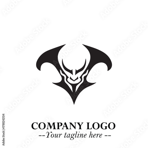 Head of Vampire Logo Symbol in Black on the White Background with Gothic Horror Vector Design