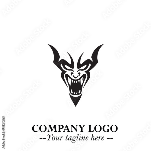 Head of Vampire Logo Symbol in Black on the White Background with Gothic Horror Vector Design