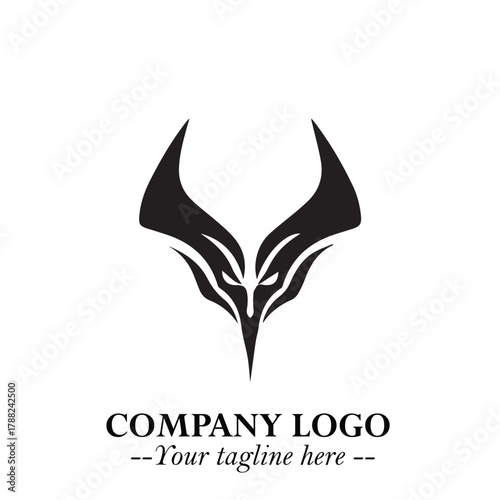 Head of Vampire Logo Symbol in Black on the White Background with Gothic Horror Vector Design