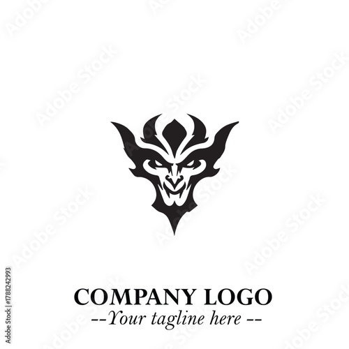 Head of Vampire Logo Symbol in Black on the White Background with Gothic Horror Vector Design