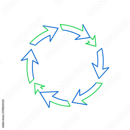 Conceptual circular flow diagram symbolizing continuous process and cyclical nature