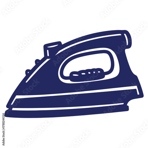 Isolated flat iron graphic with handle and temperature dial for laundry and clothing care applications