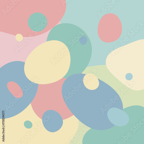 Playful pastel dreamscape: A calming abstract composition with rounded shapes and blended colors