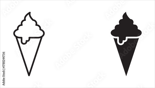 Ice cream icon set isolated on a background. Editable strokes, flat design style isolated on white.