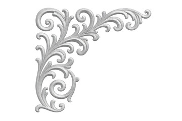 Ornate scrollwork corner decoration creating a vintage baroque architectural element with filigree pattern