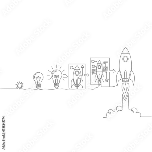 Conceptual illustration depicting innovation, progress, and evolution of creative ideas