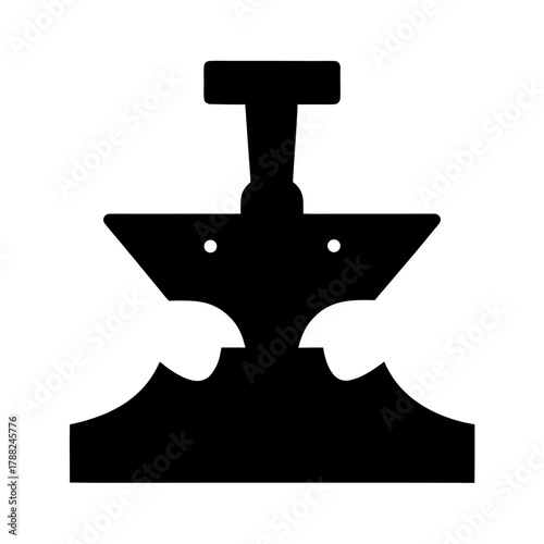 Close up silhouette of an anvil and hammer tool