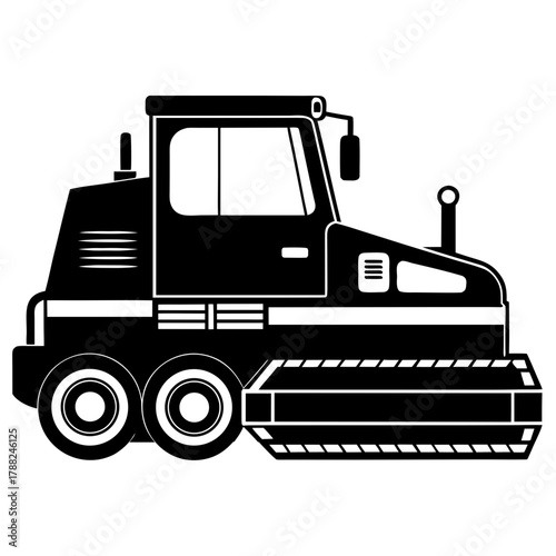Road roller compactor machine silhouette construction vehicle