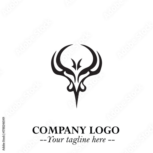 Head of Vampire Logo Symbol in Black on the White Background with Gothic Horror Vector Design