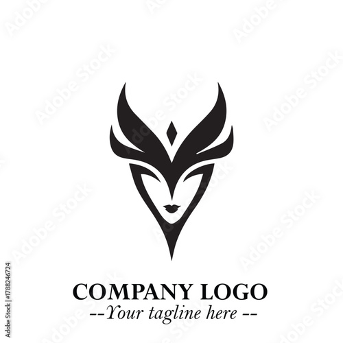 Head of Vampire Logo Symbol in Black on the White Background with Gothic Horror Vector Design