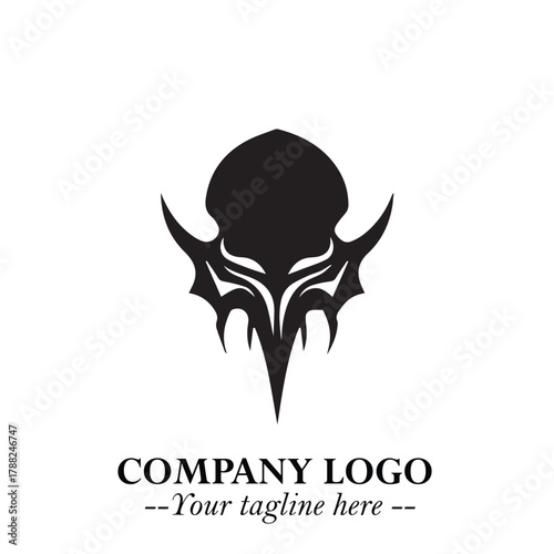 Head of Vampire Logo Symbol in Black on the White Background with Gothic Horror Vector Design