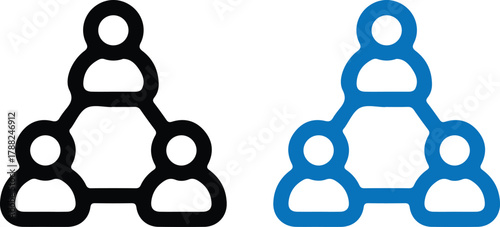 people blue black line group icons set vector design logo art illustration design