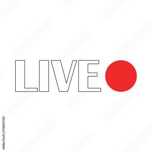 LIVE Text With Red Circle Indicator On White Background live